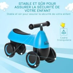 DRAISIENNE VÉLO ENFANT 4 ROUES EVA SELLE GUIDON ERGONOMIQUE BLEU NOIR -VÉLOS VTT Soldes draisienne velo enfant 4 roues eva selle guidon ergonomique bleu noir 4 600x600 1